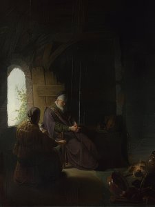 Ana y el ciego Tobías. Alrededor de 1630 de Rembrandt van Rijn