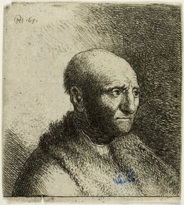 Hombre calvo con abrigo de piel: busto de Rembrandt van Rijn