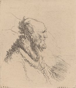 Hombre calvo y viejo con barba corta de perfil de Rembrandt van Rijn