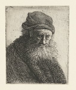 Hombre con barba y pelo corto ondulado: busto de Rembrandt van Rijn