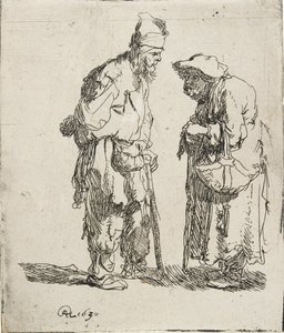 Mendigo y mendiga conversando, 1630 de Rembrandt van Rijn