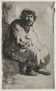 Beggar Seated on a Bank de Rembrandt van Rijn