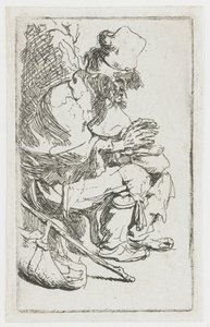 Un mendigo calentándose las manos de Rembrandt van Rijn
