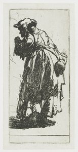 Mujer mendiga con una calabaza de Rembrandt van Rijn