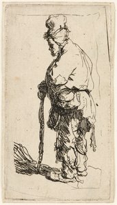 Mendigo apoyado en un bastón, c.1630 de Rembrandt van Rijn