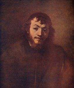 Busto de un joven barbudo con gorro, 1663 de Rembrandt van Rijn