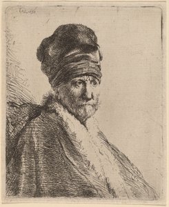 Busto de un hombre con gorro alto, tres cuartos a la derecha (¿El padre del artista?) de Rembrandt van Rijn
