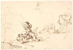 Caín matando a Abel de Rembrandt van Rijn