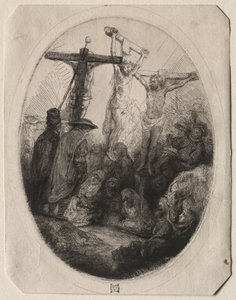 Cristo crucificado entre dos ladrones: un plato ovalado, c. 1641 de Rembrandt van Rijn