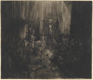 Cristo Crucificado entre los Dos Ladrones (Las Tres Cruces) de Rembrandt van Rijn