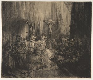 Cristo crucificado entre los dos ladrones: Las tres cruces, ca. 1660 de Rembrandt van Rijn