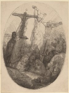Cristo Crucificado entre los Dos Ladrones: una Placa Oval de Rembrandt van Rijn