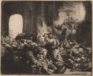 Cristo expulsando a los mercaderes del templo de Rembrandt van Rijn