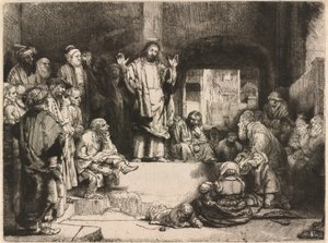 «Christ Preaching» (La pequeña tumba) de Rembrandt van Rijn