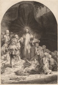 Cristo predicando y sanando Fragmento de la impresión de los cien florines de Rembrandt van Rijn