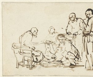 Cristo lavando los pies de los discípulos de Rembrandt van Rijn