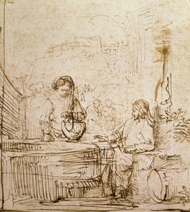 Cristo y la mujer de Samaria de Rembrandt van Rijn