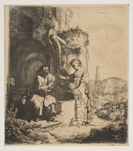 Cristo y la mujer de Samaria entre ruinas de Rembrandt van Rijn