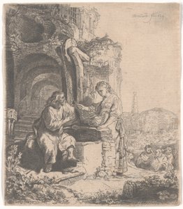 Cristo y la mujer de Samaria entre ruinas, 1634 de Rembrandt van Rijn