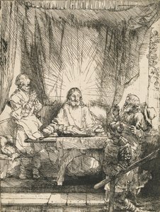 Cristo en Emaús: la placa más grande, 1654 de Rembrandt van Rijn