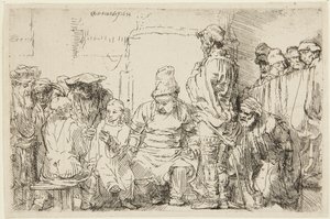 Cristo sentado, discutiendo con los doctores de Rembrandt van Rijn
