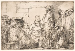 Cristo sentado, discutiendo con los doctores de Rembrandt van Rijn