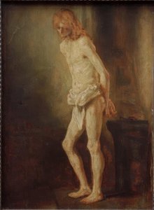 Cristo en la columna de flagelación de Rembrandt van Rijn