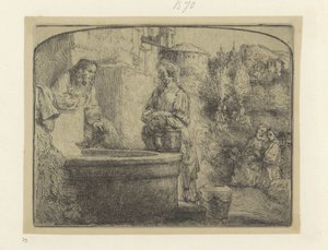 Cristo y la mujer samaritana Recueil de quatre-vingt-cinq estampes originales (título de la serie) de Rembrandt van Rijn
