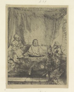 Christus te Emmaus: grote plaat Colección de ochenta y cinco grabados originales (título de la serie) de Rembrandt van Rijn