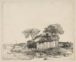 Cabaña con una empalizada blanca, 1648 de Rembrandt van Rijn