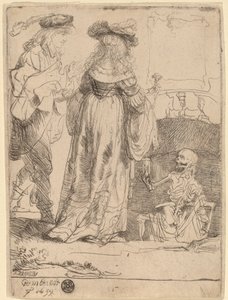 La muerte apareciendo a una pareja casada desde una tumba abierta de Rembrandt van Rijn