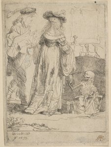 La Muerte Apareciendo a una Pareja Casada desde una Tumba Abierta, 1639 de Rembrandt van Rijn