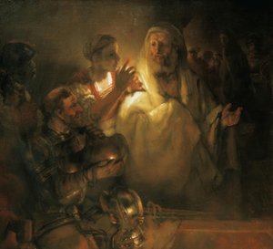 El apóstol Pedro niega a Cristo de Rembrandt van Rijn