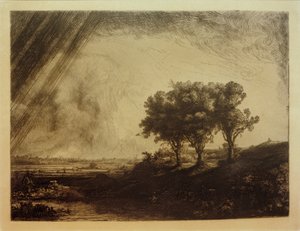 El paisaje con los tres árboles de Rembrandt van Rijn