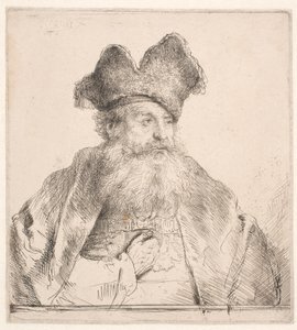 Viejo con gorro de piel de Rembrandt van Rijn