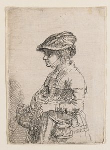 Chica con una cesta de Rembrandt van Rijn