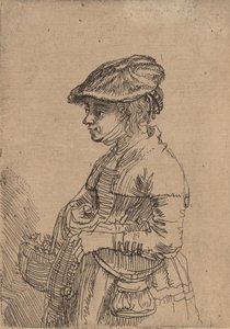 Niña con una cesta de Rembrandt van Rijn