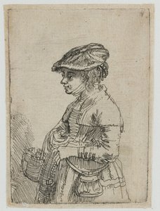 Niña con una cesta de Rembrandt van Rijn