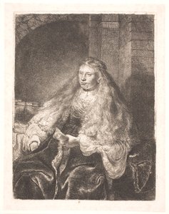 Chica con el cabello cayendo sobre sus hombros (la "gran novia judía") de Rembrandt van Rijn