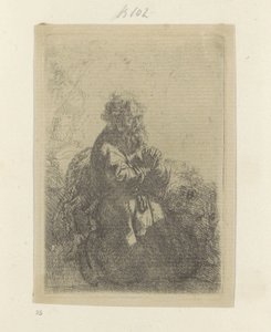 Jerome arrodillado en oración, mirando hacia abajo Recueil de quatre-vingt-cinq estampes originales (título de la serie) de Rembrandt van Rijn
