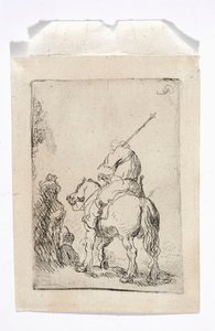 Un jinete con turbante a caballo de Rembrandt van Rijn