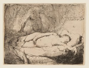 Júpiter y Antíope: Placa más pequeña de Rembrandt van Rijn