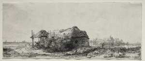 Landscape with a  Cottage and Hay Barn: Oblong de Rembrandt van Rijn
