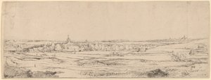 Paisaje con Vista hacia Haarlem (El Campo del Pesador de Oro) de Rembrandt van Rijn