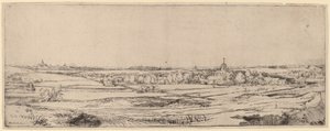 Paisaje con vista hacia Haarlem de Rembrandt van Rijn