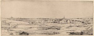 Paisaje con vista hacia Haarlem El campo del pesador de oro, 1651 de Rembrandt van Rijn