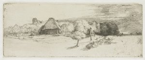 Paisaje con un edificio agrícola y la «casa de la torre» de Rembrandt van Rijn