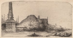 Paisaje con un obelisco, c. 1650 de Rembrandt van Rijn