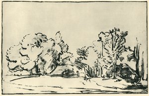 Paisaje con dos cabañas, c1650-1655, 1943 de Rembrandt van Rijn