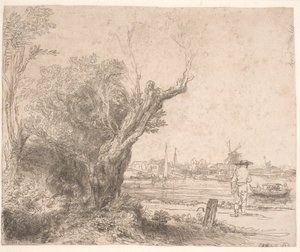 Paisaje. "De Omval" de Rembrandt van Rijn
